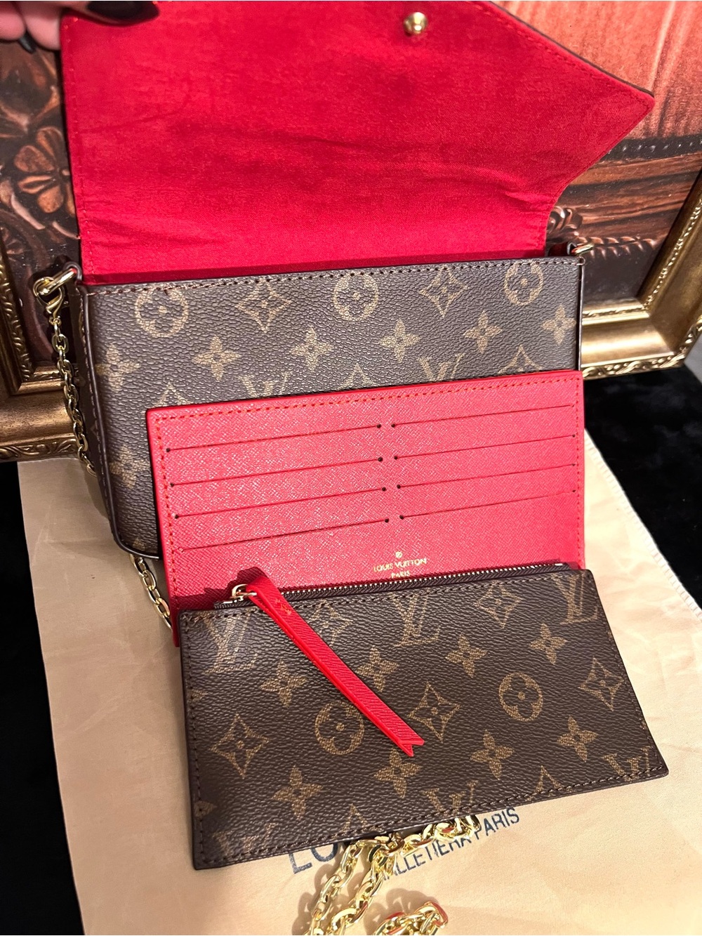 Designer Brown Monogram Gold-Chain Crossbody-NWOT